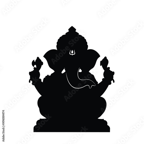 Black silhouette of lord ganesha hindu god