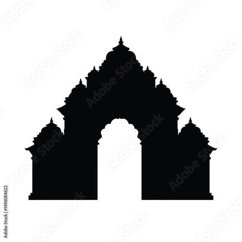 Majestic indian temple gate silhouette design