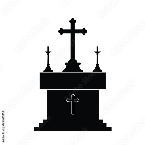 Altar cross candlesticks church religious symbol faith