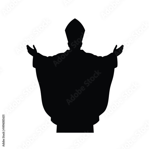 Pope silhouette blessing arms outstretched