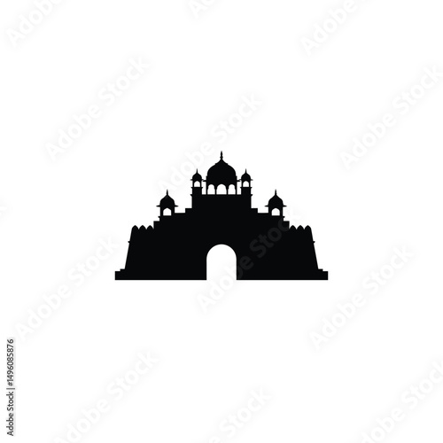 Majestic indian palace gate silhouette icon