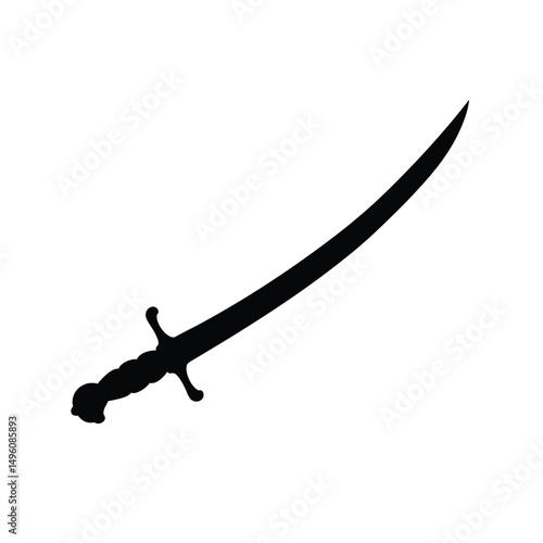 Black silhouette of a curved saber sword