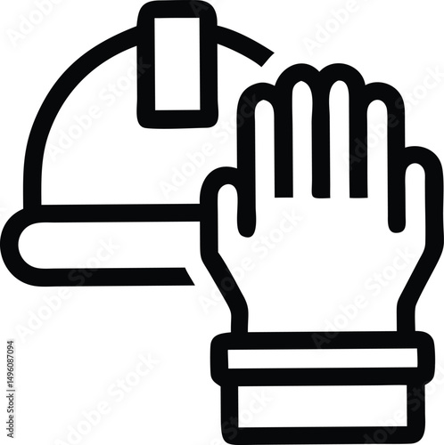 Black Line Icon Of Protective Workwear Like Gloves (1)