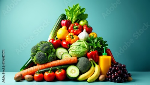 colorful vegetable and fruit pyramid