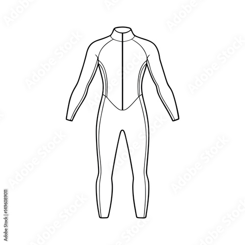 Minimal Wetsuit Outline Line Art Design