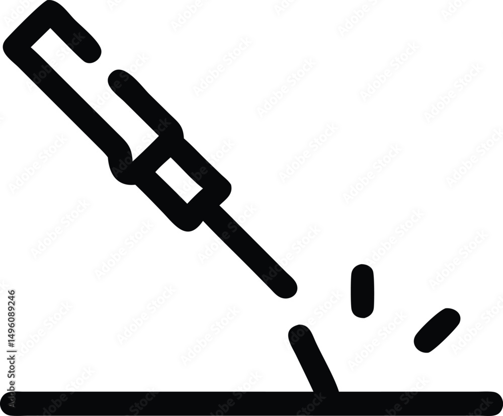 Black Line Icon Of Welding Tool With Sparks White Black Line Icon Of Welding Tool With Sparks White