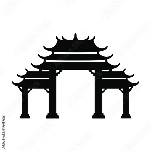 Traditional asian pagoda style archway entrance gate