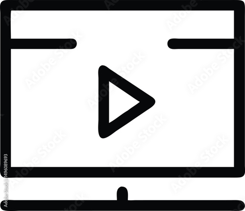 Black Line Icon Showing Video Player With Arrow Fo (1)