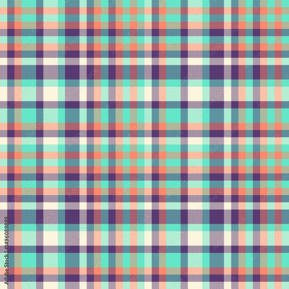 Fototapeta premium Vibrant pastel plaid pattern. Ideal for textile designs, website backgrounds, or fashion projects. This cheerful, seamless texture evokes feelings of spring and summer.