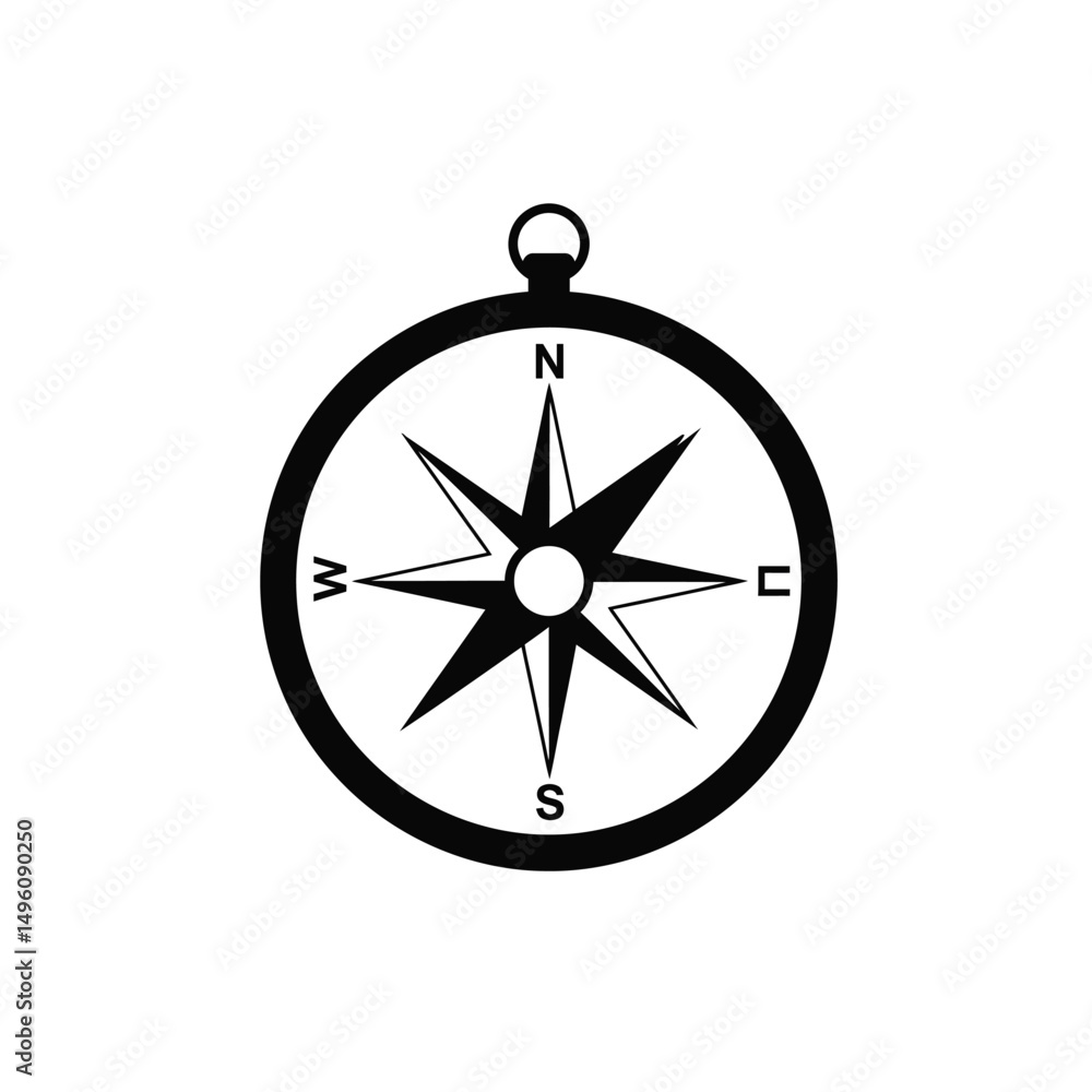 Classic black compass rose navigation icon Classic black compass rose navigation icon