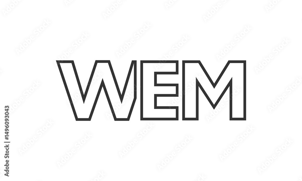 WEM logo design template with strong and modern bold text. Initial based vector logotype featuring simple and minimal typography. Trendy company identity. WEM logo design template with strong and modern bold text. Initial based vector logotype featuring simple and minimal typography. Trendy company identity.