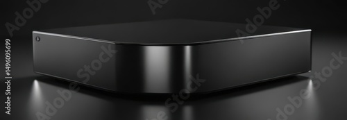 Glossy black aluminum surface reflects light, sleek modern design , metallic, reflection, contrast