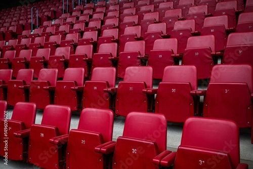 Football vip seats. Red seats in the stadium