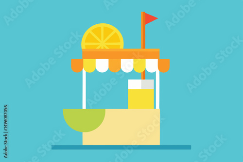 Charming Summer Lemonade Stand Vector Art Illustration Background