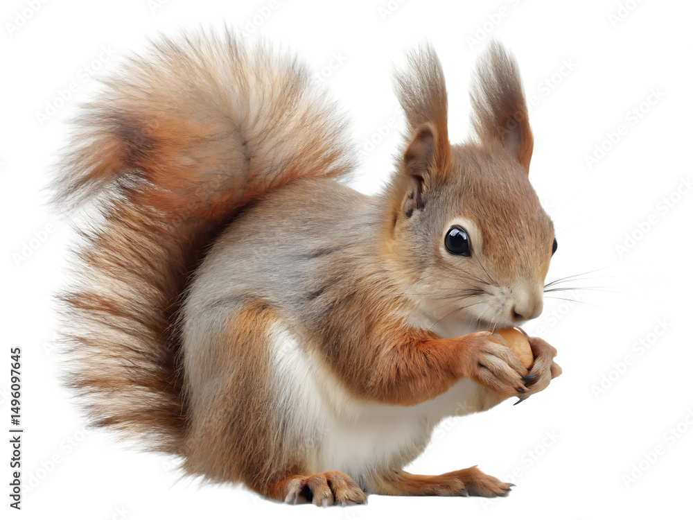 Fototapeta premium Cute Red Squirrel isolated on white background PNG