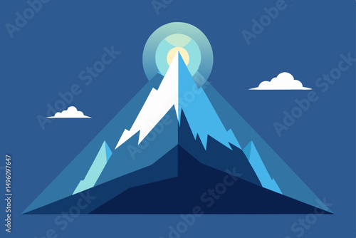Creative Imaginative Mountain Landscape Wallpaper with Ethereal Light Vector Illustration Background