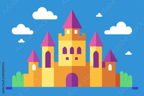 Enchanting 4K Wallpaper of Dreamy Royal Citadel in Fantasy Landscape Vector Illustration Background