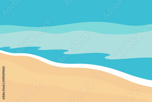 Peaceful Calm Waves Gently Rolling on Sandy Shore 4K Background Vector Illustration Background