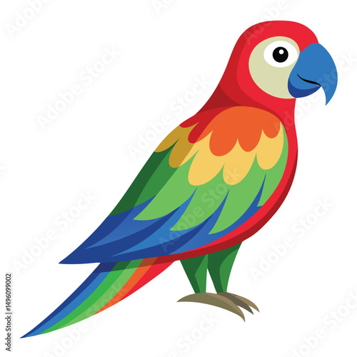 Flat Illustration Of A Small Flying Hummingbird Wi