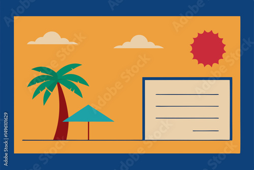 Charming Postcard Design from a Relaxing Summer Getaway Vector Illustration Background