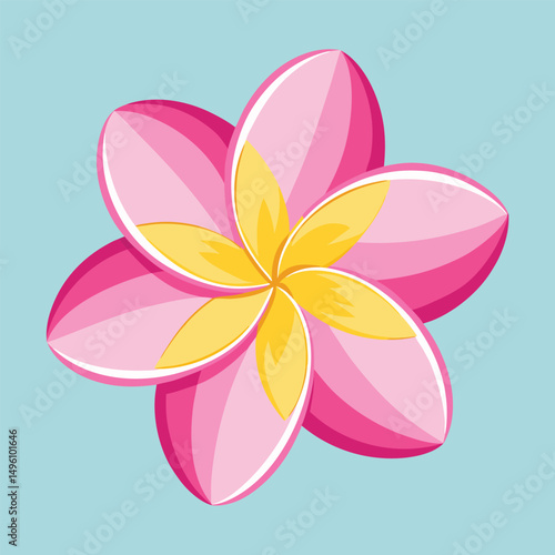 Flat Vector Of Pink Frangipani  Plumeria  Flower W (1)