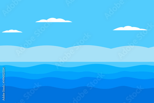 Crystal Clear Blue Sea and Azure Sky Wallpaper Vector Illustration Background