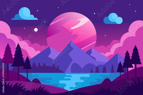 Soothing Dreamy Nature Vibes Phone Background Vector illustration Background
