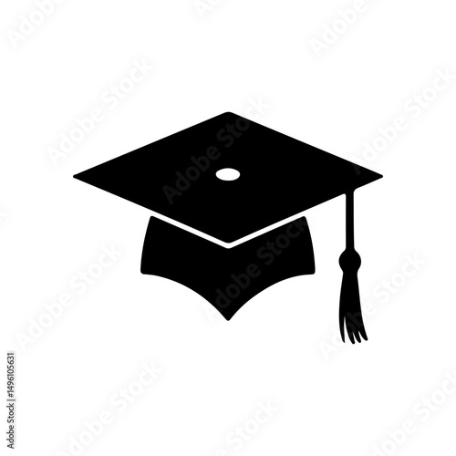 Graduation cap icon and silhouette vector