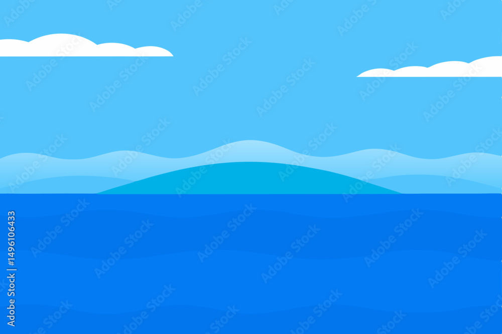 Crystal Clear Blue Sea and Azure Sky Wallpaper Vector Illustration Background Crystal Clear Blue Sea and Azure Sky Wallpaper Vector Illustration Background