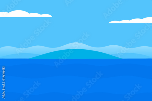 Crystal Clear Blue Sea and Azure Sky Wallpaper Vector Illustration Background