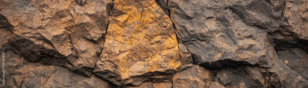 Fototapeta premium Textured Rock Surface with Brown and Orange Tones, Natural Formation, Abstract Geology Background
