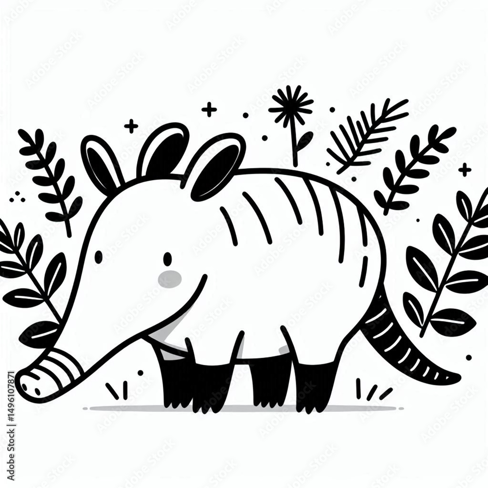 Fototapeta premium aardvark, vector, black and white, image, wallpaper, halftone, cartoon