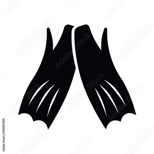 Swim Fins Black Vector Silhouette Design