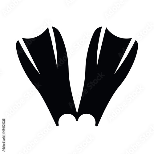 Swim Fins Black Vector Silhouette Graphic