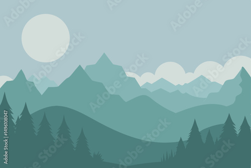 Ethereal Morning Fog Shrouding Nature Landscape Wallpaper Vector Illustration Background