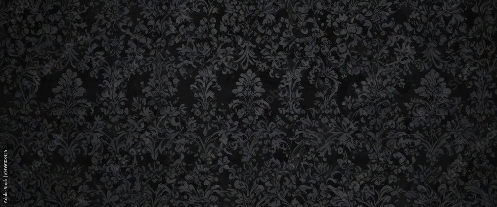 Fototapeta premium Intricate black damask, seamless floral vines , design, texture, wallpaper