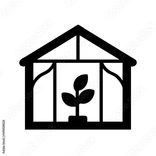 Greenhouse gardening icon vector illustration for plant growing and cultivation design element