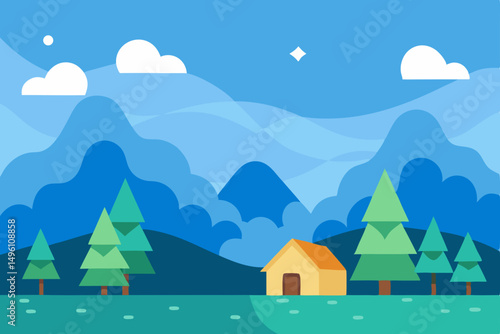 Warm and Cozy Landscape Nature Background Wallpaper Vector Illustration Background