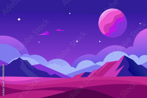 Surreal Dreamlike AI Generated Landscape Wallpaper Vector Illustration Background