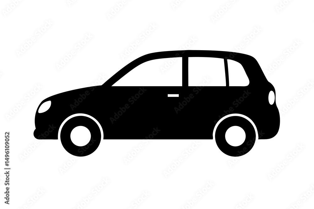 Fototapeta premium Simple Black Silhouette Car Icon Personal Transportation Vector Illustration