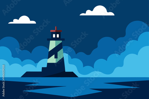 Dramatic Stormy Sea with Iconic Lighthouse 4K Background Vector Illustration Background