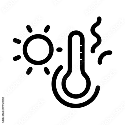 Hot weather temperature icon summer heat wave thermometer sun climate change forecast symbol design