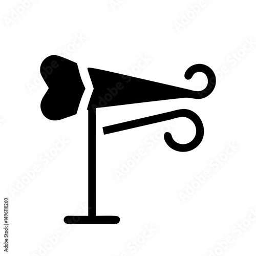 Weather vane wind direction indicator with heart design for outdoor use black and white icon