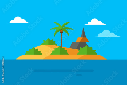 Exclusive Luxury Island Retreat Ocean View Wallpaper Background Vector Illustration Background