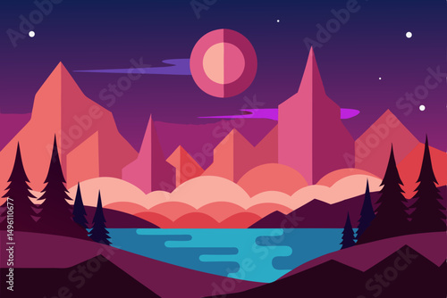 Ethereal Dreamlike AI Generated Nature Scene in Ultra HD Vector Illustration Background