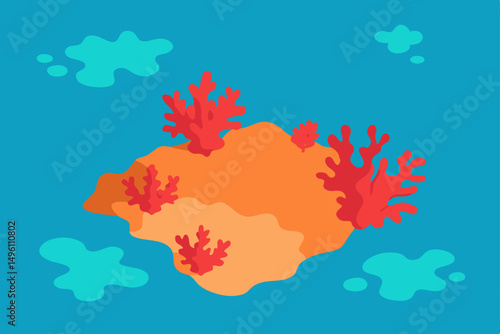 Stunning Aerial View of Vibrant Coral Reef in 4K Vector Illustration Background