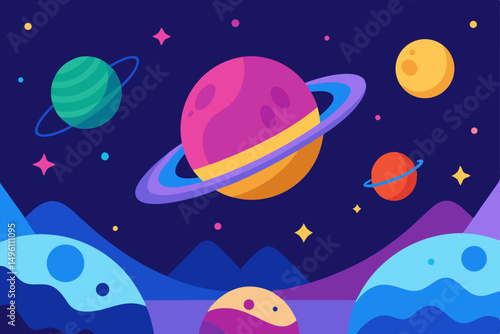 Enchanting Magical Nature Universe Dreamscape Wallpaper Vector Illustration Background