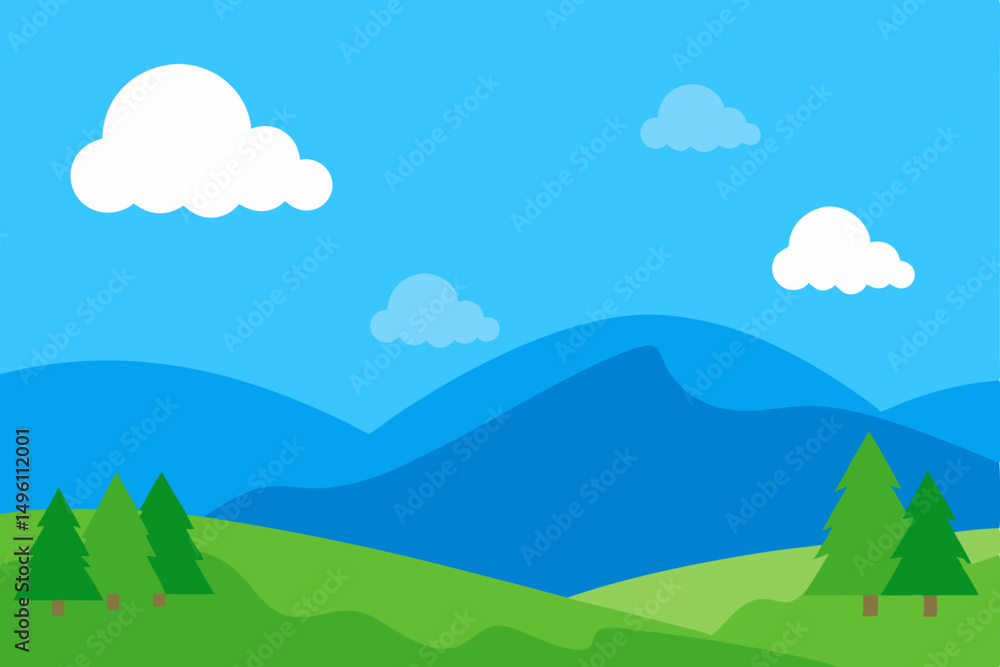 Obraz premium Clean and Minimalist Nature Wallpaper with Bright Blue Sky Vector Illustration Background
