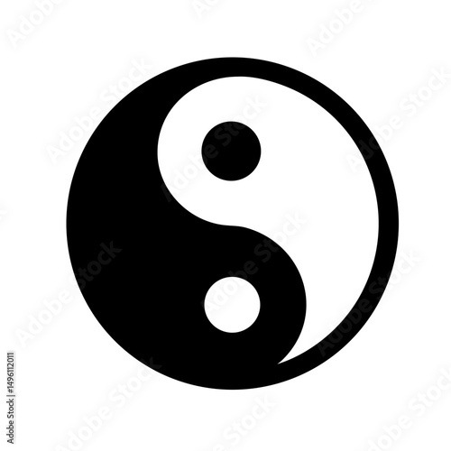 Yin yang symbol vector art black and white balance harmony taoism duality zen philosophy design icon