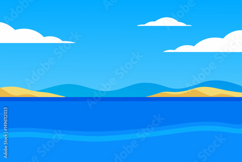 Crystal Clear Blue Sea and Azure Sky Wallpaper Vector Illustration Background
